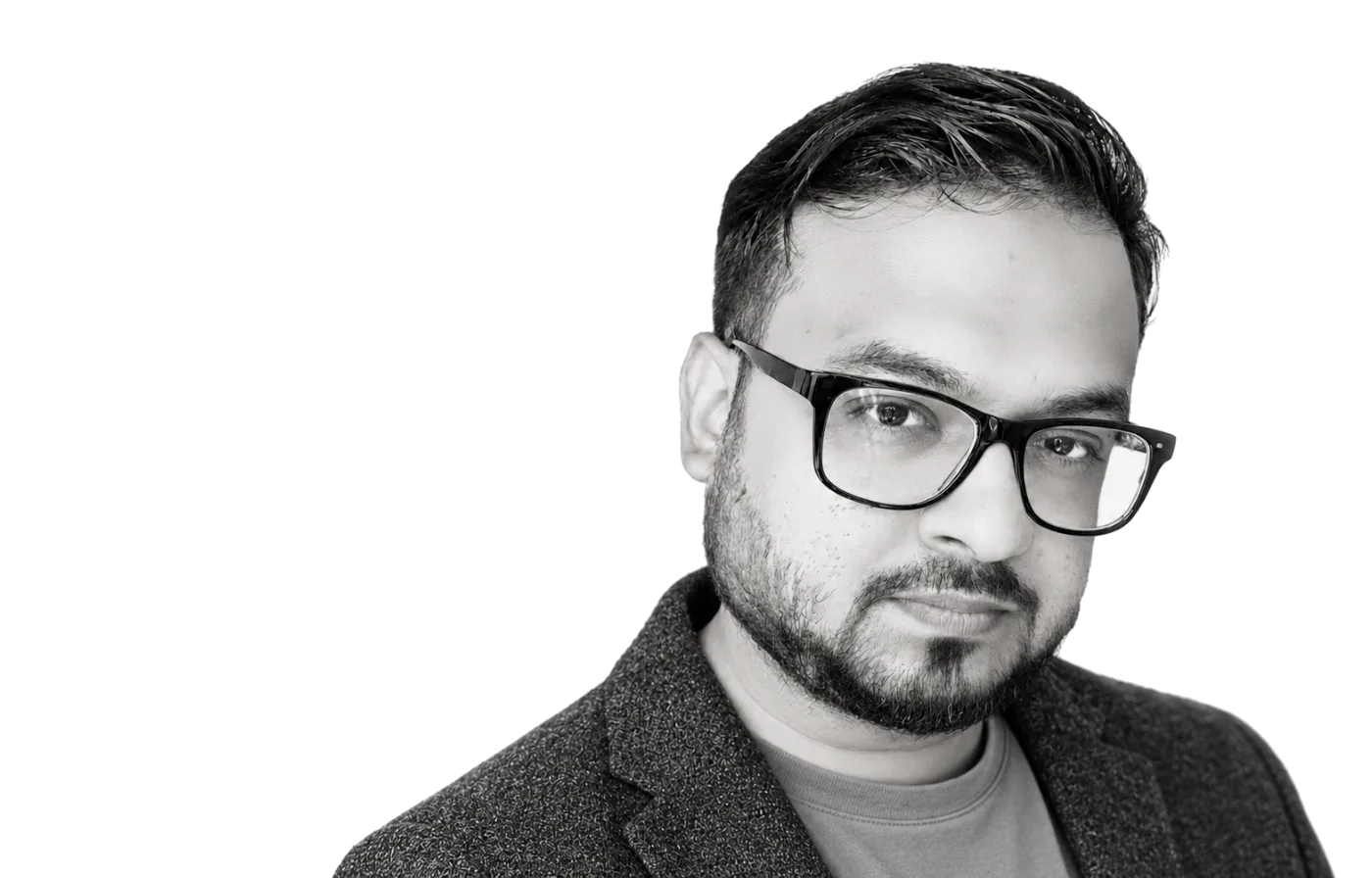 AKM Aminul Islam, black-and-white portrait